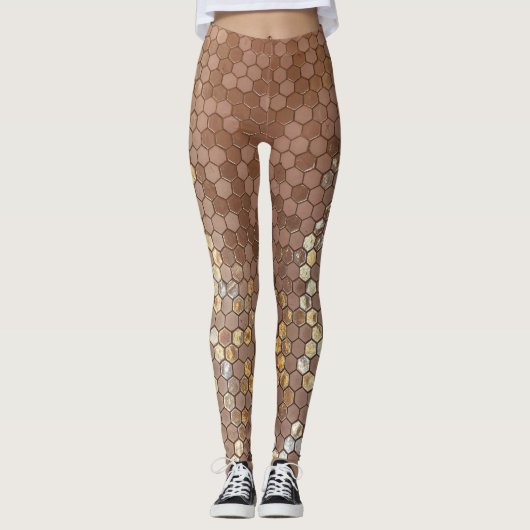 Roos gouden geometrische Leggings (Voorkant)