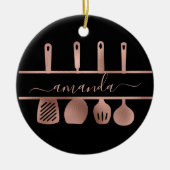 Roos gouden gereedschap Persoonlijke kaas Koken ba Keramisch Ornament (Voorkant)