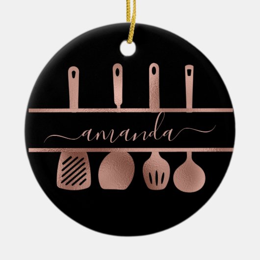 Roos gouden gereedschap Persoonlijke kaas Koken ba Keramisch Ornament (Voorkant)