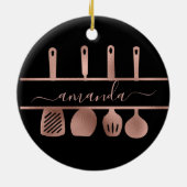 Roos gouden gereedschap Persoonlijke kaas Koken ba Keramisch Ornament (Achterkant)