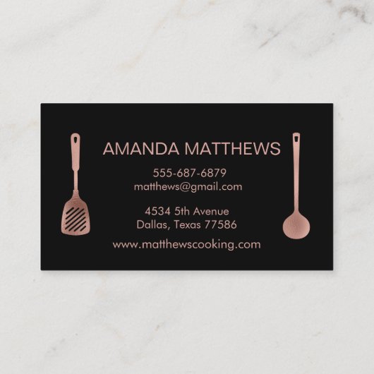 Roos gouden gereedschap Persoonlijke kaas Koken ba Visitekaartje (Achterkant)