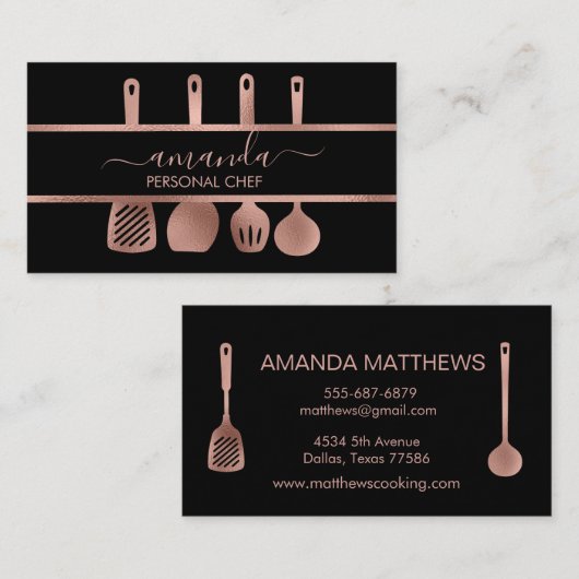 Roos gouden gereedschap Persoonlijke kaas Koken ba Visitekaartje (Voorkant / Achterkant)