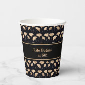 Roos gouden ginko bladeren 50e verjaardag geperson papieren bekers (Achterkant)