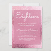 Roos Gouden Girly Glitter Sparkle 18e Verjaardag Kaart (Voorkant)