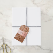 Roos Gouden Glam Chunky Glitter Naam Cadeaulabel (Met Touw)