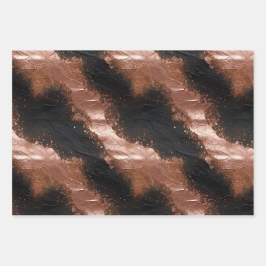 Roos Gouden Glam en Zwart Inpakpapier Vel (Voorkant 2)