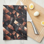 Roos Gouden Glam en Zwart Theedoek (Quarter Fold)