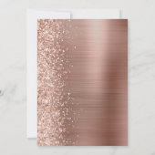 Roos Gouden Glam Geborsteld Metaal Glitter Bruilof Kaart (Achterkant)