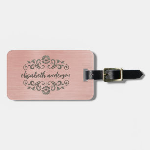 Roos Gouden Glam Geborsteld Metalen Monogram Naam Bagagelabel