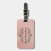 Roos Gouden Glam Geborsteld Metalen Monogram Naam Bagagelabel (Voorkant verticaal)