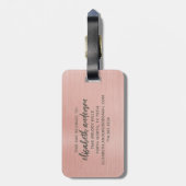 Roos Gouden Glam Geborsteld Metalen Monogram Naam Bagagelabel (Achterkant verticaal)