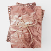 Roos Gouden Glam Glitter Inpakpapier Vel (In situ)