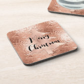 Roos Gouden Glam Glitter Kerstboom Bier Onderzetter (Linkerzijde)