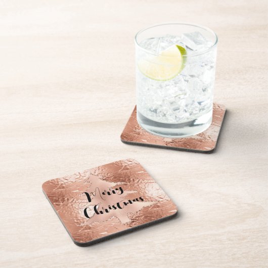 Roos Gouden Glam Glitter Kerstboom Bier Onderzetter (Rechterzijde)