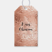 Roos Gouden Glam Glitter Kerstboom Cadeaulabel (Voorkant)