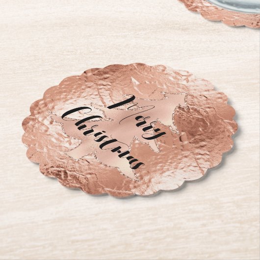 Roos Gouden Glam Glitter Kerstboom Kartonnen Onderzetters (Gekanteld)