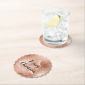 Roos Gouden Glam Glitter Kerstboom Kartonnen Onderzetters (Insitu)