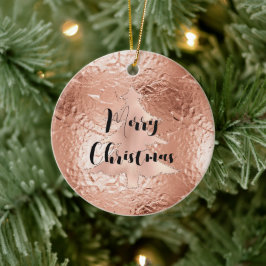 Roos Gouden Glam Glitter Kerstboom Keramisch Ornament