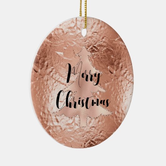 Roos Gouden Glam Glitter Kerstboom Keramisch Ornament (Rechts)