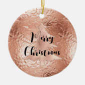 Roos Gouden Glam Glitter Kerstboom Keramisch Ornament (Voorkant)