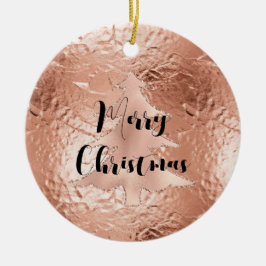 Roos Gouden Glam Glitter Kerstboom Keramisch Ornament