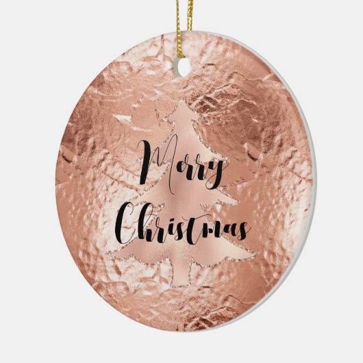 Roos Gouden Glam Glitter Kerstboom Keramisch Ornament (Links)