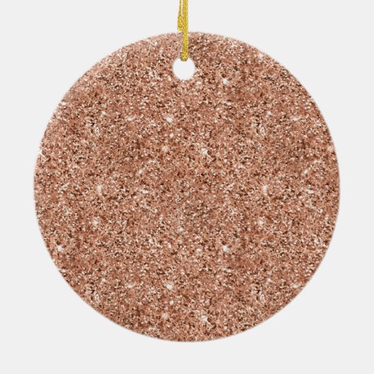 Roos Gouden Glam Glitter Kerstboom Keramisch Ornament (Achterkant)
