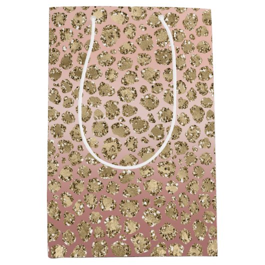 Roos Gouden Glam Glitter Luipaard Medium Cadeauzakje (Voorkant)