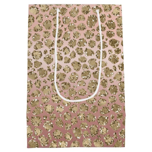 Roos Gouden Glam Glitter Luipaard Medium Cadeauzakje (Achterkant)