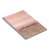 Roos Gouden Glam Glitter Luipaard Notitieboek (Rechterzijde)