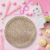 Roos Gouden Glam Glitter Luipaard Papieren Bordje (Feest)