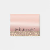 Roos Gouden Glam Glitter Luipaard Post-it® Notes (Voorkant)