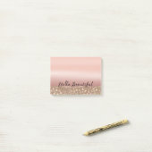 Roos Gouden Glam Glitter Luipaard Post-it® Notes (Op bureau)