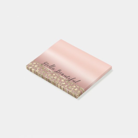 Roos Gouden Glam Glitter Luipaard Post-it® Notes (Schuin)