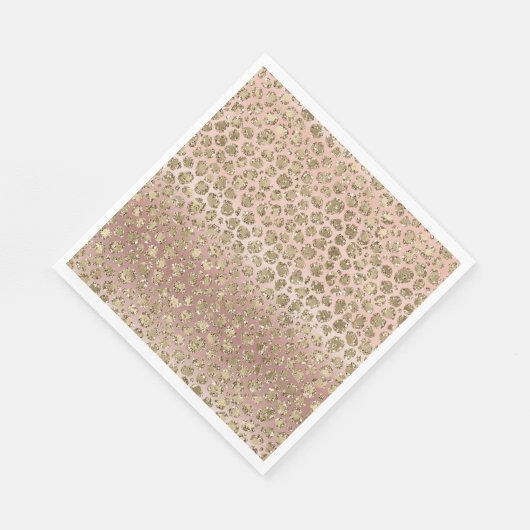 Roos Gouden Glam Glitter Luipaard Servet (Hoek)