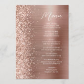 Roos Gouden Glam Glitter Script Bruiloft Menu (Voorkant)