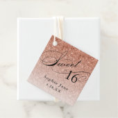 Roos Gouden Glam Glitter Sweet 16 Gepersonaliseerd Bedankjes Labels (In situ)