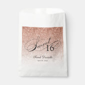 Roos Gouden Glam Glitter Sweet 16 Script Aangepast Bedankzakje (Voorkant)