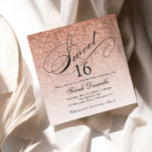 Roos Gouden Glam Glitter Sweet 16 Vierkante Invita Kaart<br><div class="desc">Deze prachtige uitnodiging is voorzien van faux ombre glitter en uw aangepaste tekst. Gebruik de sjabloon van de add uw informatie. Verander de doopvont of voeg meer tekst toe gebruikend de Customize eigenschap van het.</div>