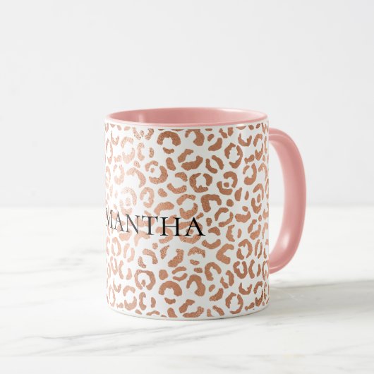 Roos Gouden Glam Leopard Mok (Voorkant rechts)