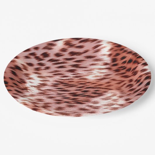 Roos gouden glam luipaard dier papieren bordje (Gekanteld)