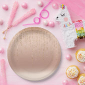 Roos Gouden Glam Perzik Sparkle Strings Bruiloft Papieren Bordje (Feest)