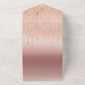 Roos gouden glam snaren all in one uitnodiging (Buitenkant)