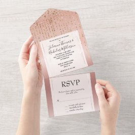 Roos gouden glam snaren all in one uitnodiging