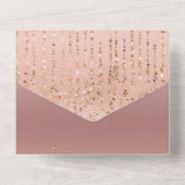 Roos gouden glam snaren all in one uitnodiging (Achterkant)