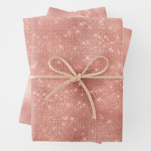 Roos Gouden Glam Sparkle Bruiloft Inpakpapier Vel