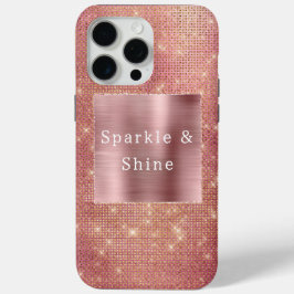 Roos Gouden Glam Sparkle iPhone 15 Pro Max Hoesje