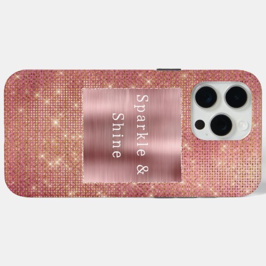 Roos Gouden Glam Sparkle Case-Mate iPhone Case (Achterkant (horizontaal))