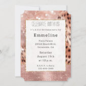 Roos Gouden Glam Sparkle Cheetah Kaart (Voorkant)