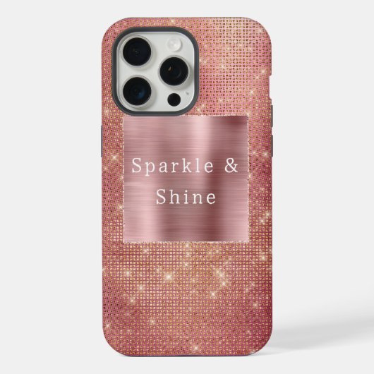 Roos Gouden Glam Sparkle iPhone Hoesje (Achterkant)
